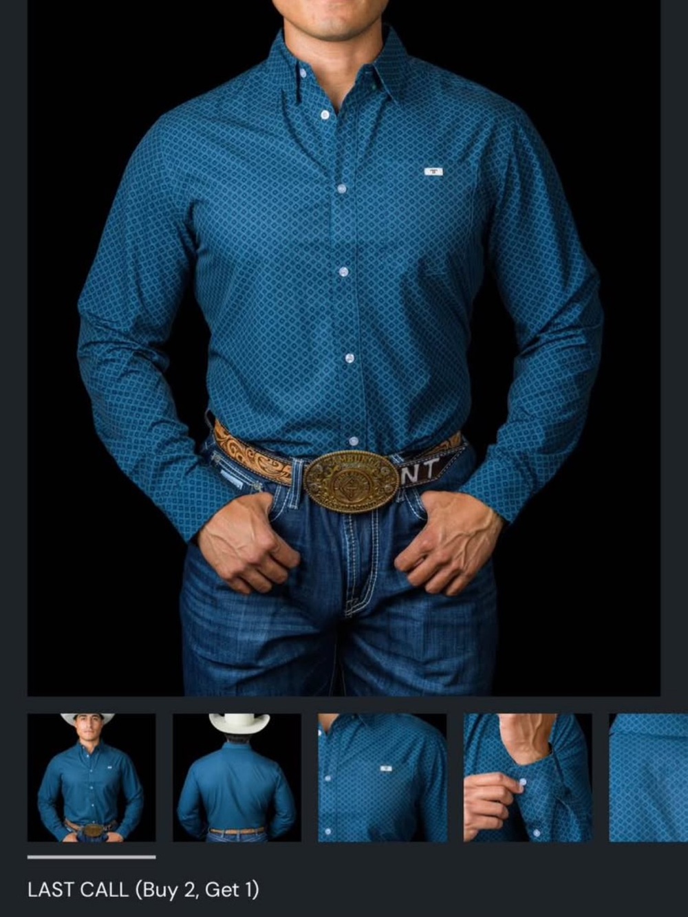 Men's Teal Geometric Button-Down Shirt - Long Sleeve Casual